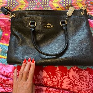 Coach Black Pebbled Leather Shoulder Bag